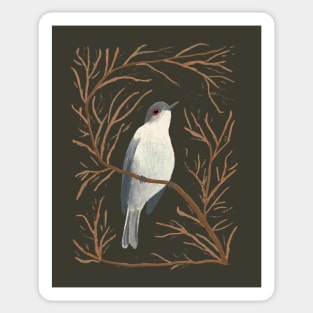 Painted bird on winter tree Sticker